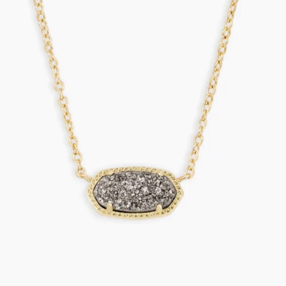 LIKE NEW Kendra Scott Elisa Gold Pendant Necklace (Platinum Drusy)